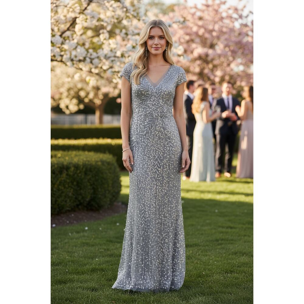 NWT ADRIANNA PAPELL DRESS GOWN MOTHER OF THE BRIDE FORMAL EVENING WEDDING GUEST